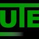 Groene tekst "ARUTECH" op zwarte achtergrond met gestreepte A-streep.