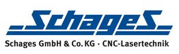 Logo der Schages GmbH & Co. KG, spezialisiert auf CNC-Lasertechnik, in blauer Schrift.