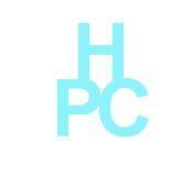 Blaues "HPC"-Logo auf weißem Hintergrund.