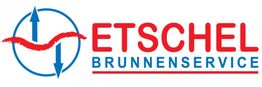 Logo von Etschel Brunnenservice, mit Pfeilen und rotem Schriftzug auf weißem Hintergrund.