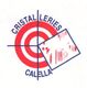 Logo con círculo rojo y blanco, texto "Cristaleries Calella" y un cuadrado transparente.