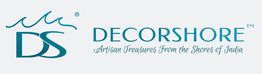 Logo with "DS" and "DECORSHORE: Artisan Treasures From the Shores of India" in teal text.