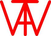 Rotes, abstraktes Logo aus den Buchstaben V, A und T auf weißem Hintergrund.
