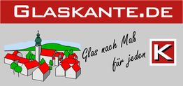 Illustration einer Stadt mit "Glaskante.de" und "Glas nach Maß für jeden".