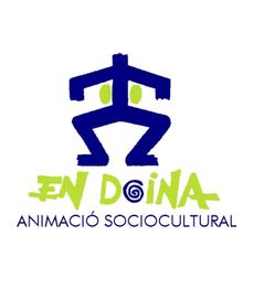 Logo con figura azul abstracta, texto "EN DOINA", y "ANIMACIÓ SOCIOCULTURAL" en la parte inferior.
