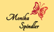 Text "Monika Spindler" mit rotem Schmetterling auf gelbem Hintergrund.