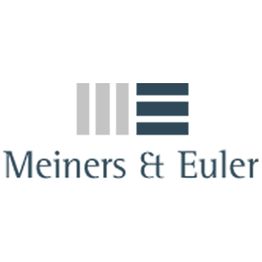 Logo mit grauen und schwarzen Streifen, darunter der Text "Meiners & Euler".