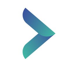 Ein blau-grünes, stilisiertes Pfeil-Symbol, das nach rechts zeigt, auf weißem Hintergrund.