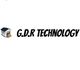 Logo with a garage icon and text "G.D.R TECHNOLOGY" in bold black letters.