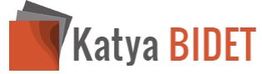 Logo avec le texte "Katya BIDET" à côté de trois rectangles gris et orange empilés.