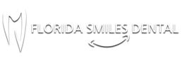 Tooth logo with "Florida Smiles Dental" and a curved arrow forming a smile.