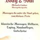 Werbung für Massagestudio "Body & Soul". Angebote: Klassische Massagen, Wellness, Taping.