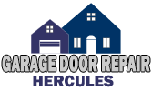 Logo with two house icons and text: "Garage Door Repair".