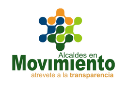 Logo colorido con texto: "Alcaldes en Movimiento, atrévete a la transparencia".