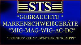 STS-Werbeschild: Gebrauchte Markenschweißgeräte, MIG-MAG-WIG-AC-DC, Fronius, Rehm, EWM, Lorch, Kemppi.