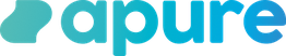 Logo de "apure" con letras en degradado azul y verde.