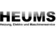 Schwarz-weißes Logo mit dem Text: HEUMS - Heizung, Elektro und Maschinenservice.