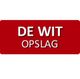 Rood bord met de tekst "De Wit Opslag" in witte letters.