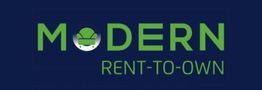 Logo with text "Modern Rent-To-Own" in green, featuring a chair inside the 'O' of "Modern".