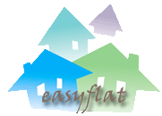 Logo mit bunten Häusern und dem Schriftzug "easyflat".