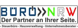 Logo mit Text: "Büro NRW - Der Partner an Ihrer Seite". Büro, Hausverwaltung, Unternehmensberater.