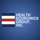 Logo with a blue background and "Health Economics Group, Inc." text beside a striped square graphic.