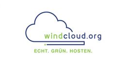 Logo von Windcloud.org mit Slogan: "ECHT. GRÜN. HOSTEN." vor einer stilisierten Wolke.