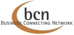 Logo mit der Aufschrift "bcn" und "Business Connecting Network" in Schwarz und Orange.