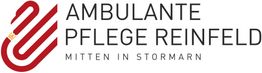 Logo mit rotem Symbol und Text: "Ambulante Pflege Reinfeld - Mitten in Stormarn".