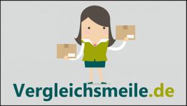 Eine Frau hält zwei Pakete. Text: "Vergleichsmeile.de".