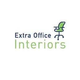 Logo with "Extra Office Interiors" and a green office chair graphic.