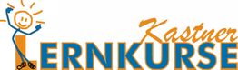 Strichmännchen mit Sonne; Text: "Kastner Lernkurse" in Blau und Orange.