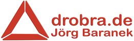 Logo: Rotes Dreieck links, daneben Text "drobra.de Jörg Baranek" in Rot.