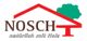 Logo mit rotem Dach, grünem Baum, Text "NOSCH, natürlich mit Holz".