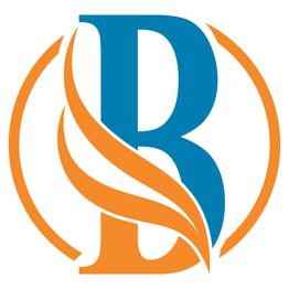 Blaues "B" und orangenes "S" in einem Kreis, symbolisiert Luftströme und Verbindung.
