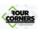 "Four Corners Plumbing & HVAC logo with green and gray diamond shapes."