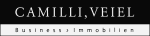 Schwarzes Logo mit weißem Text: "CAMILLI, VEIEL Business-Immobilien".