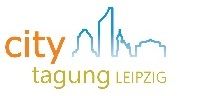 Logo mit der Aufschrift "City Tagung Leipzig" und Skyline von Leipzig.
