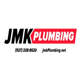 JMK Plumbing logo with contact number and website on a white background.