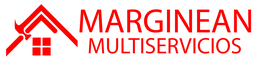 Logo rojo con un martillo y una casa. Texto: "MARGINEAN MULTISERVICIOS".