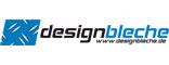 Logo mit blauem Quadrat und Schriftzug "designbleche" daneben. Webseite: www.designbleche.de.