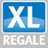Blaues Logo mit der Aufschrift "XL REGALE" in weißem Text.