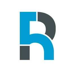 Blau-graues Logo mit stilisiertem Buchstaben "R" auf weißem Hintergrund.