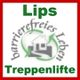 Logo mit Text: "Lips barrierefreies Leben Treppenlifte" in grünem und rotem Rahmen.