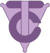 Símbolo púrpura en forma de triángulo con las letras "T" y "C" superpuestas.