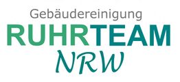 Logo mit Text: "Gebäudereinigung RUHRTEAM NRW" in verschiedenen Grüntönen.
