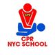CPR NYC School logo with red figure performing CPR on a blue figure.