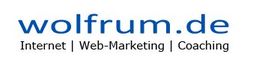 "Logo von wolfrum.de mit Schrift: Internet | Web-Marketing | Coaching."