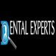 Magnifying glass reveals "Dental Experts" logo with a tooth image on a black background.