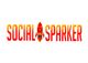 Text logo "Social Sparker" with a red rocket between the words.